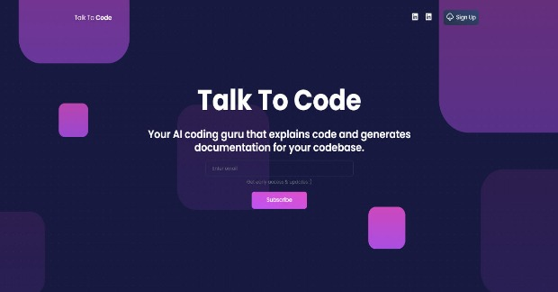 Talk To Code landing page